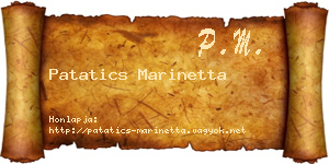 Patatics Marinetta névjegykártya